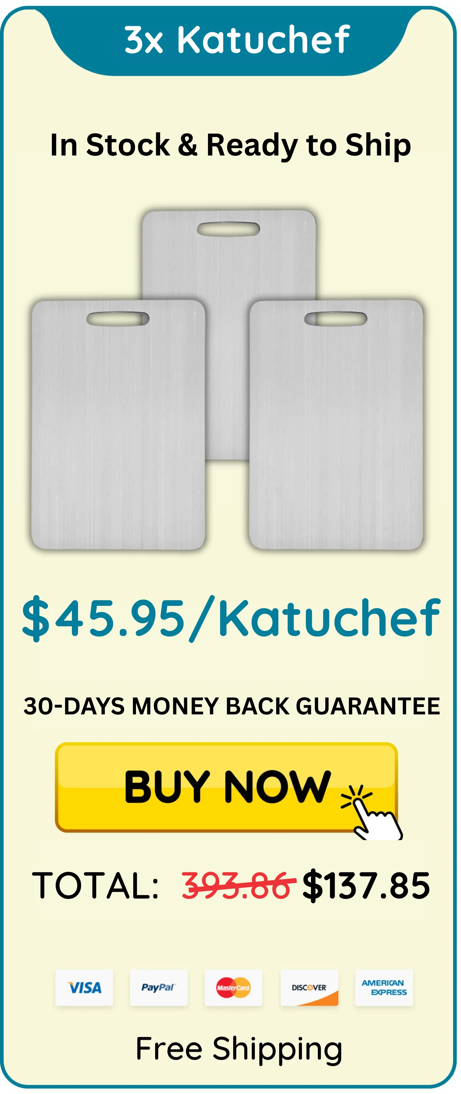 3 package of katuchef titanium cutting board
